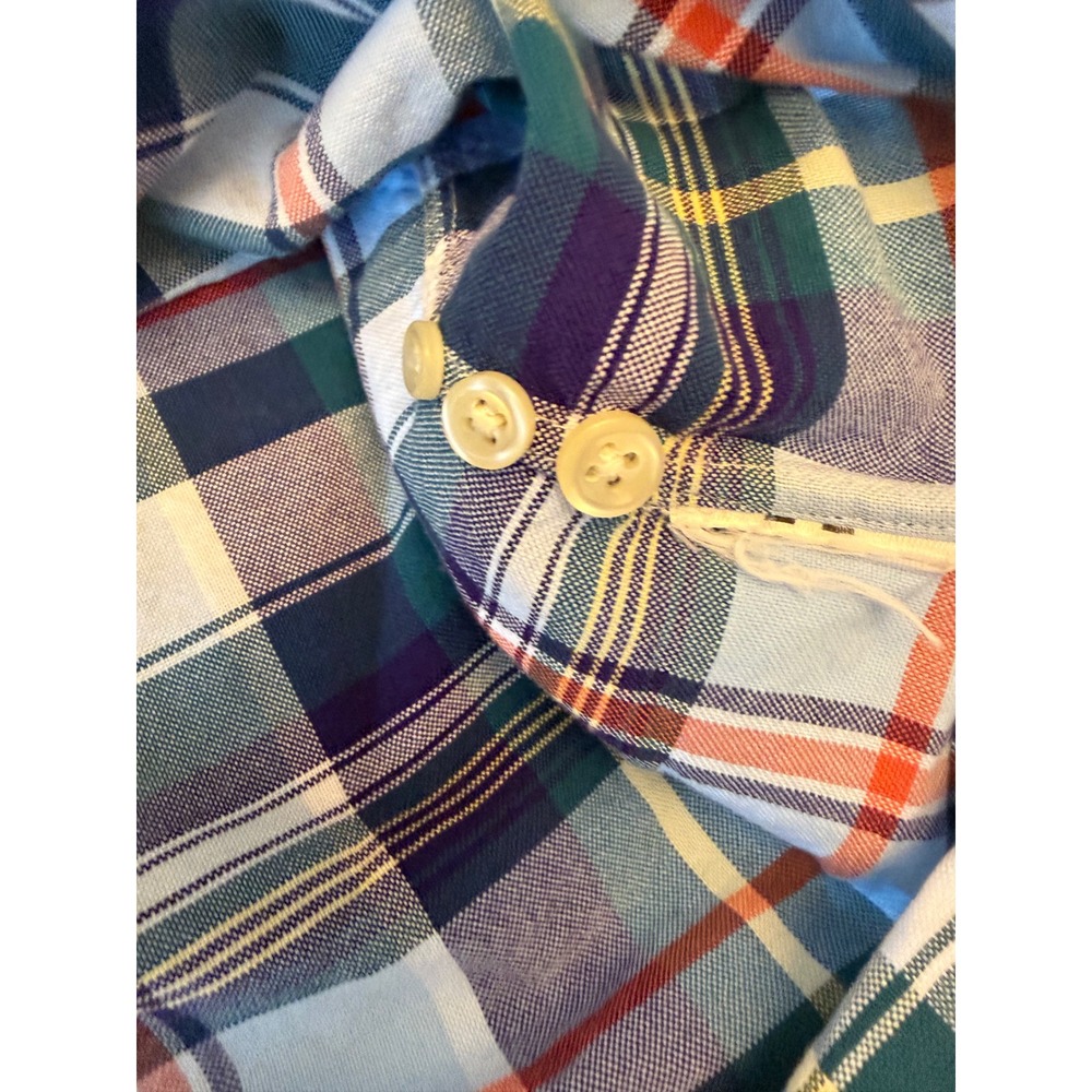 Polo Ralph Lauren Mens Slim Fit Plaid Button Down Shirt Large Blue Green Multi - Picture 6 of 11